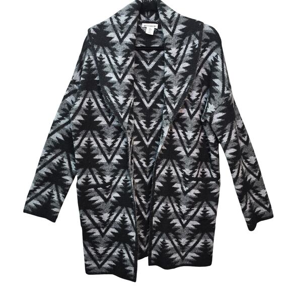 Artisan NY Wool Cardigan Womens Small Grey Black South Western Aztec Equestrian - Picture 1 of 10